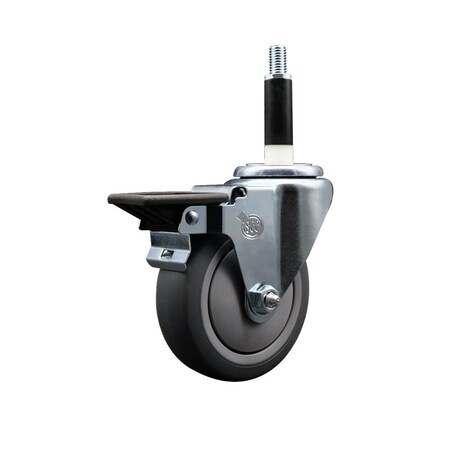 Service Caster 4'' Thermoplastic Rubber Swivel 7/8'' Expanding Stem Caster with Brake SCC-EX20S414-TPRB-PLB-78